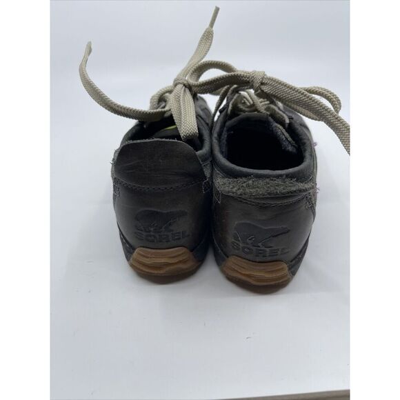 Sorel Mackenzie Lace Low Waterproof Leather Brown Grey Boots Fleece Lining S 6.5 - Picture 4 of 9